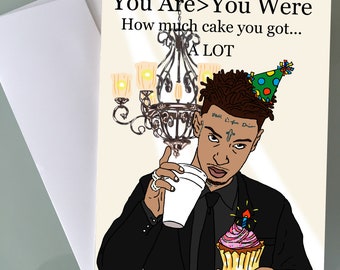 21 Savage Birthday Card -  A LOT Hip Hop Art Birthday Cards funny Birthday Cards Birthday gift for him her