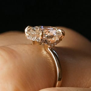 3 CT Oval Cut Moissanite Engagement Ring Hidden Halo 14K Gold Ring Solitaire Wedding Ring Promise Unique Anniversary Gift Ring For Women