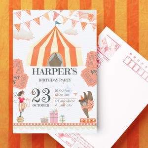 Circus Birthday Invitation | Editable Template Link | Printable Carnival Invite for Kids | Instant Download