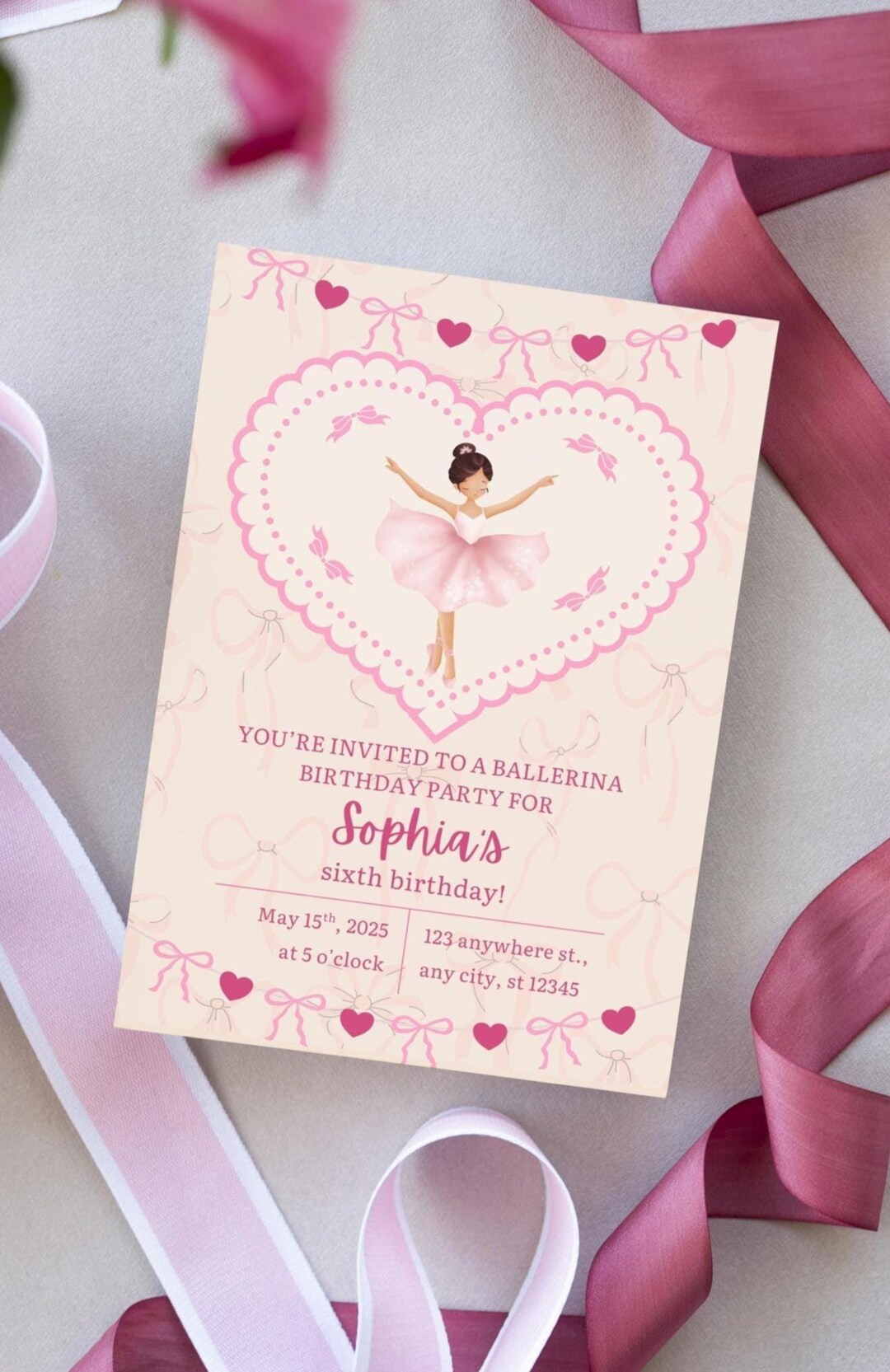 Ballerina Birthday Invitation Template | Digital Download | Pink Ballet ...