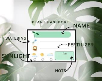 Printable Plant Care Labels: Houseplant Passport Tags (Digital Download)