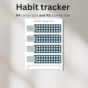 Habit Tracker ,PRINTABLE Journal Page,  Goal Tracker, mood tracker ,Fitness Tracker, Printable Planner Page , 30 Day Challenge