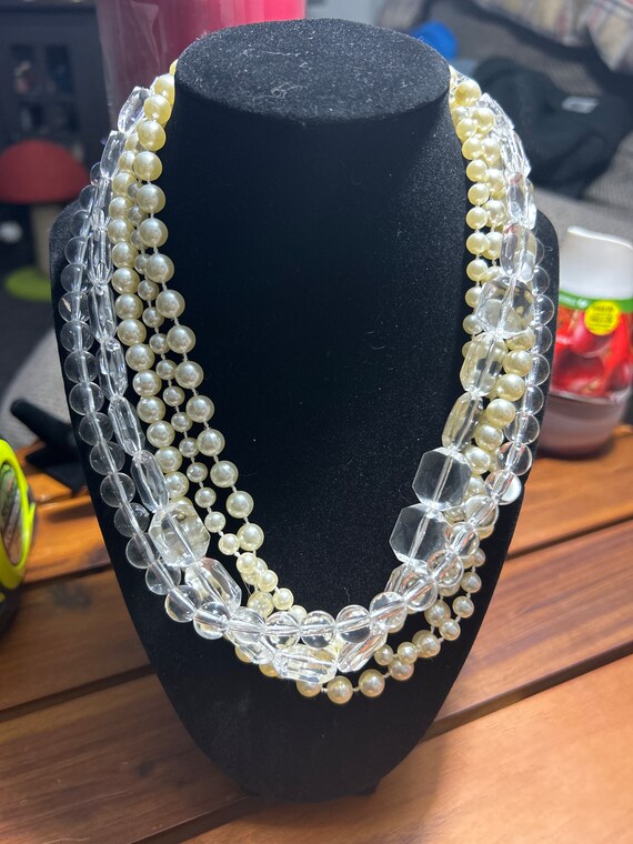 Vintage Faux Pearl and Opalite Necklace