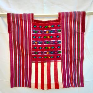 Guatemalan Vintage Huipil from San Juan Atitán, Huehuetenango. Traditional handmade mayan indumentary. Indigenous colorful textile art.