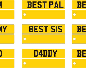Personlised Number Plate Key Ring Text