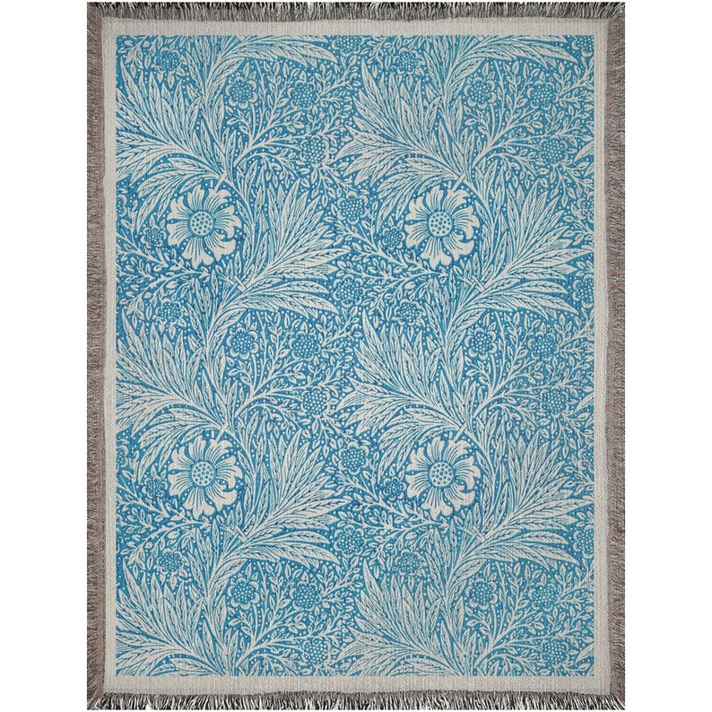 Blue William Morris Woven Blanket