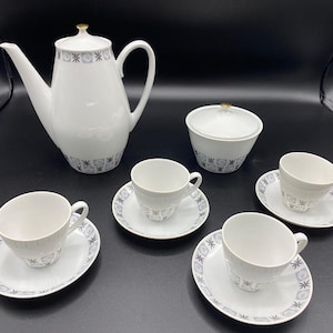 Brussels style rare Star tea set*. Vintage. Made in Czechoslovakia / Bohemia. Unique collectible item.