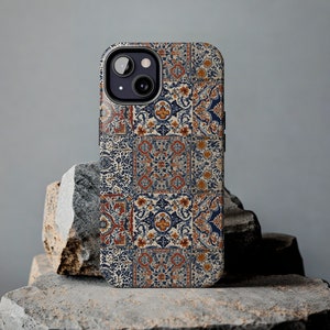 Portuguese Tile Phone Case for iPhone 15 14 13 12 11 X Pro Max Plus Mini TOUGH Phone Cover Portugal Mosaic Tile Case Unique Aesthetic Case