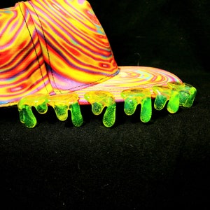 Slime Green Glass Trippy Drippy Hat Brim Pin