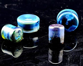 Stormy Night Glas Ohr Plugs Double Flare, Einzelstücke und Paare