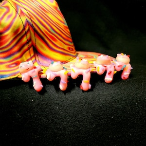 Pink Sprinkle Donut Topped Glass Trippy Drippy Hat Brim Pin