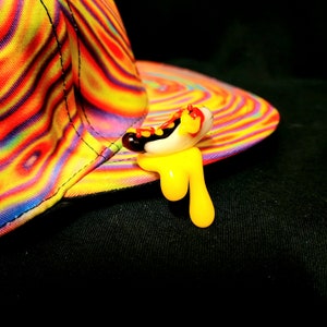 Hotdog Glizzy Topped Glass Trippy Drippy Hat Brim Pin