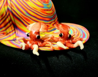 Red Squid Octopus Hat Brim Pin
