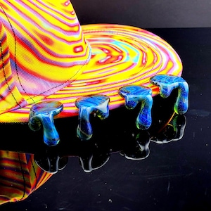 Oasis Blue Green Glass Trippy Drippy Hat Brim Pin
