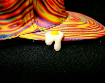 Cracked Egg Glass Trippy Drippy Hat Brim Pin
