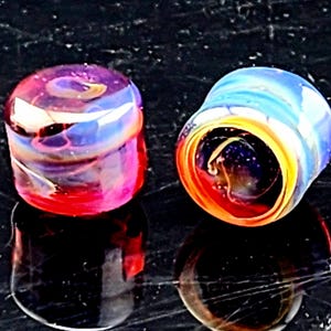 Regenbogen Galaxie Glas Ohr Plugs Double Flare, Einzelstücke und Paare