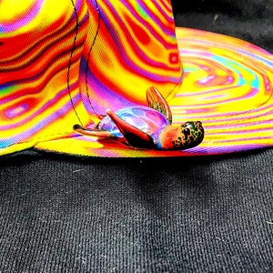 Galaxy Sea Turtle Topped Glass Trippy Drippy Hat Brim Pin