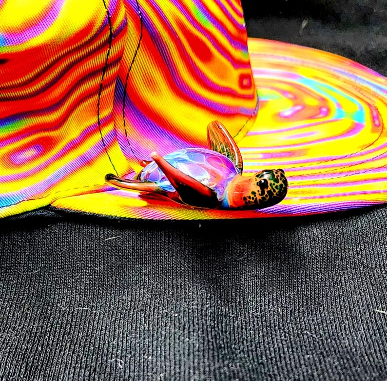 Galaxy Sea Turtle Topped Glass Trippy Drippy Hat Brim Pin - Etsy