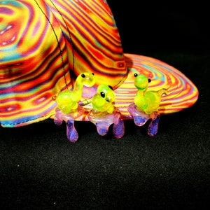 Dinosaur Brontosaurus Topped Glass Trippy Drippy Hat Brim Pin