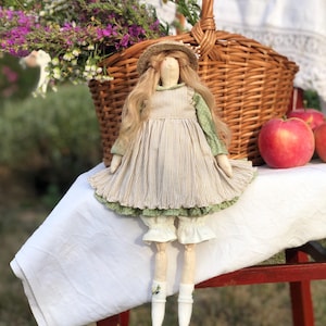 Handmade doll, Textile doll, Soft toy, Fabric doll, OOAK doll, Custom doll, Art doll, Tilda dolls, Vintage-inspired doll, Eco-friendly toy