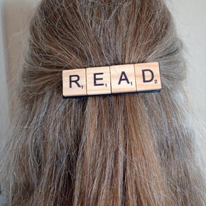 Bookish barrette hair set . Scrabble tiles . Book lover gift . reader gift . coquette . book girlie . mini books . librarian gift