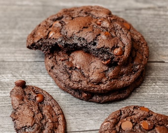 Vegan Fudgy Double Chocolate Chip Cookies (Large Cookies!) - Vegan Dessert - Dairy Free Egg Free Soy Free Nut Free