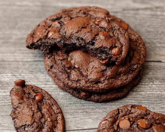 Vegan Fudgy Double Chocolate Chip Cookies (Large Cookies!) - Vegan Dessert - Dairy Free Egg Free Soy Free Nut Free