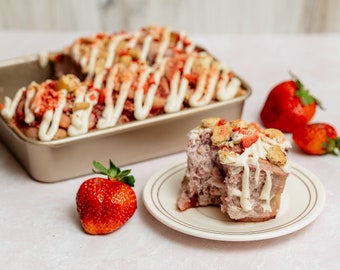 Gourmet Vegan Strawberry Cheesecake Cinnamon Rolls - Vegan Dessert - Dairy Free Egg Free Nut Free Soy Free