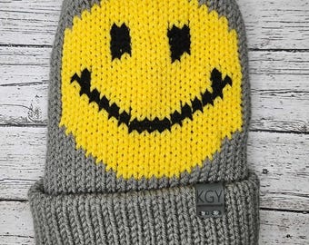 Smiley Gesicht Beanie/Mütze NUR PDF Download Strickmaschine , Addi, Sentro, Rundstrickmaschine