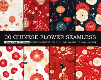 30 Chinese New Year Seamless Patterns , Digital Paper , Luxurious ...