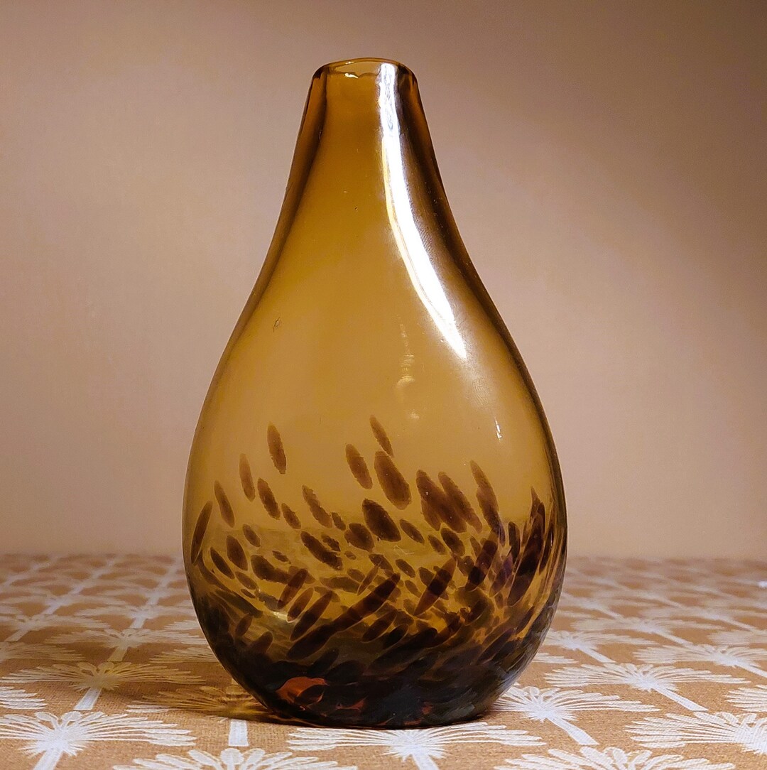Decorative Hand Blown Tortoise Shell Art Glass Vase, in Mid Century