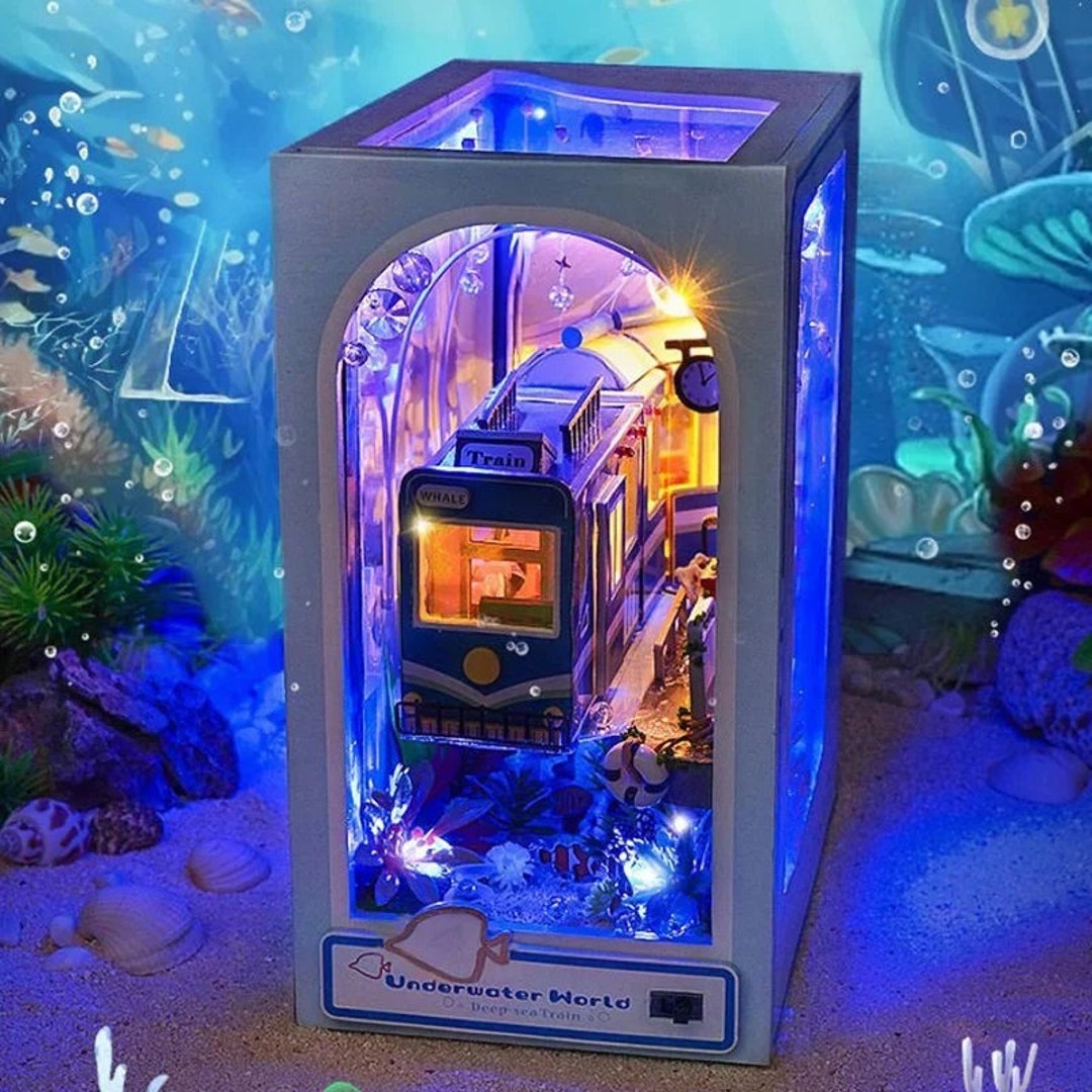 DIY Book Nook 3D Puzzle Doll House With Light Roombox Undersea World
