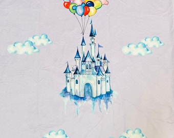 Disney Castle with mickey balloons Velour Panels