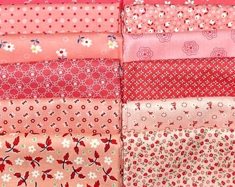 Bee Bundle Pink Limited Edition Fat Quarters- Hometown, Prairie Home, Bee Vintage and Farm Girl Vintage by Lori Holt - 12 fat quarters -BB7