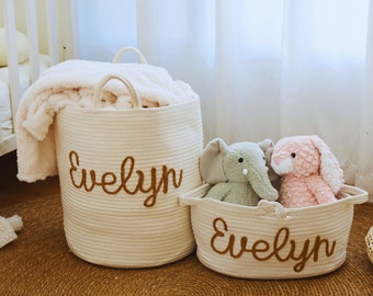 Personalized Name Basket, Custom Basket for Baby Shower, Cute kids design Basket, Special Name Gift for Baby, Toy Basket, Laundry Basket