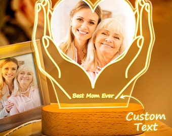 Custom Photo Light With Text Acrylic Night Light Mother's Day Gifts