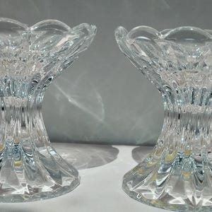 Gorham Kingsbury Crystal Candlestick Holders Set of 2, Full Lead, 1980s, Gift Ready in Box, Wedding Decor, Vintage Pillar Holders