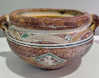 Jarrón tipo ánfora de cerámica rústica estilo suroeste de Studio Pottery