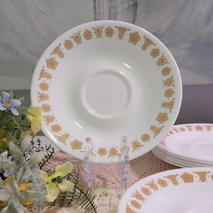 Vintage Corelle Butterfly Gold Saucers (Set of 10) - 1970s MCM Kitchen