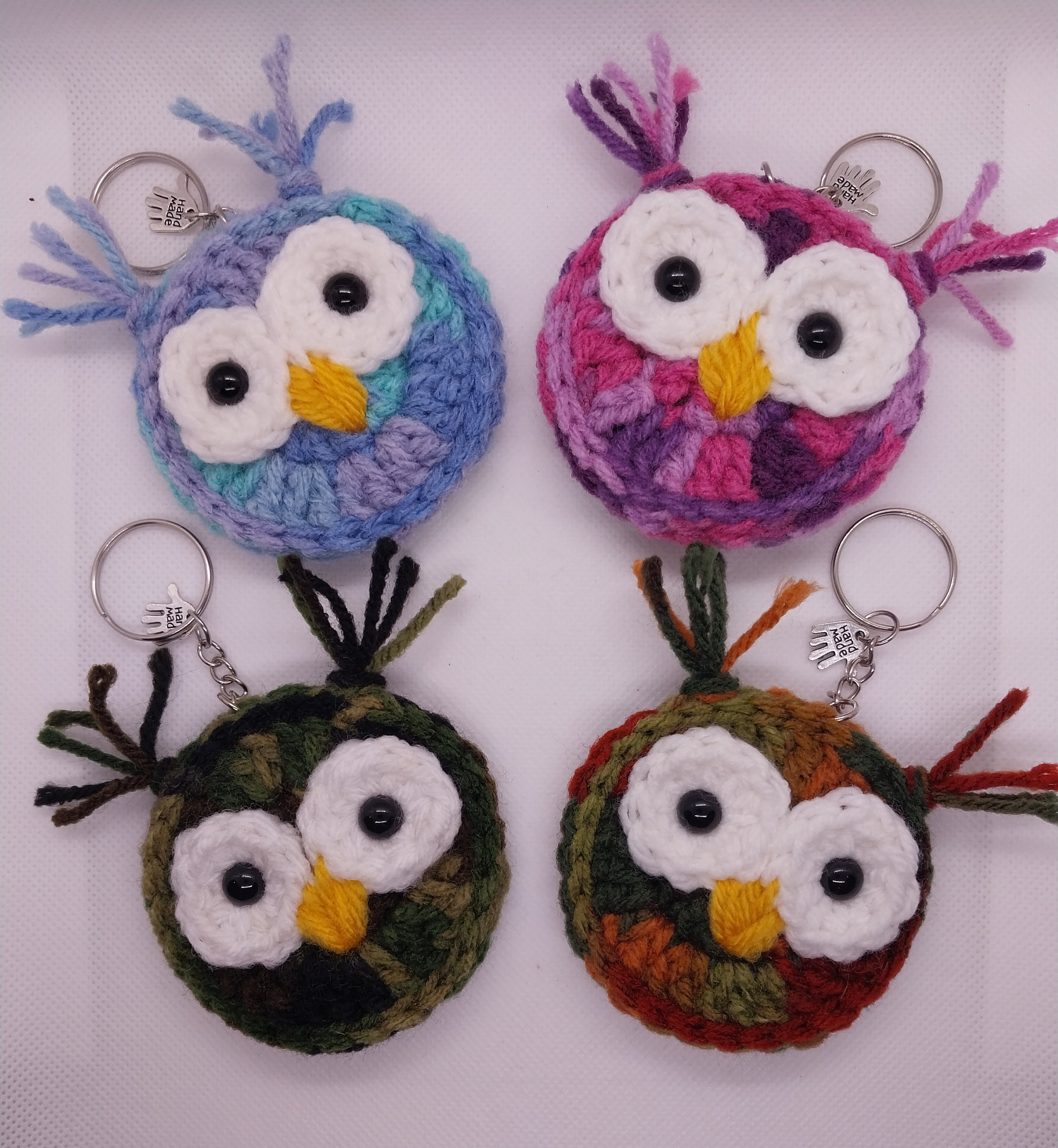 Whimsical Owl Charm: Handcrafted Crocheted Keychain"
