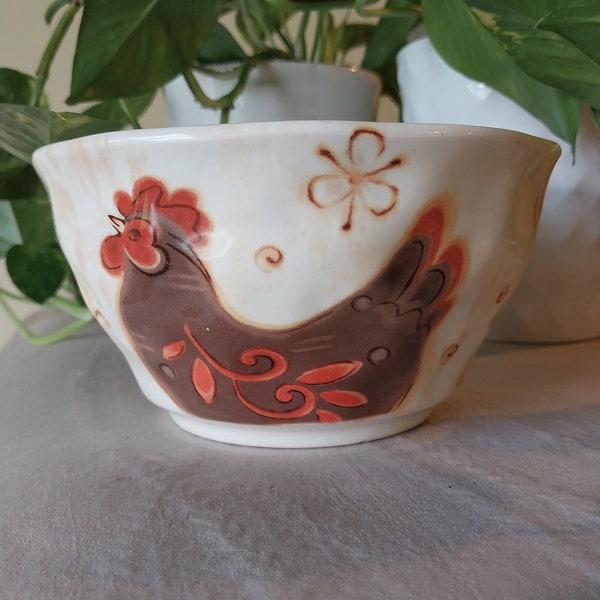 Pier1 Ironstone Gallo, 6" chicken themed vegetable, soup, cereal bowl, serving bowl