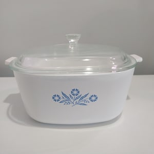 Vintage Corning Ware Blue Cornflower Casserole: 1950s Pyroceram Bakeware