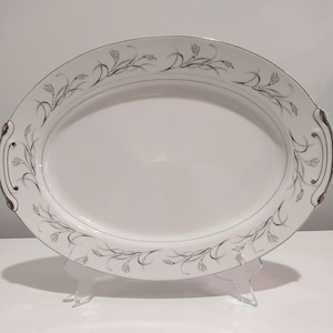 Vintage Harmony House China Platter: Platinum Garland Floral Serving Plate