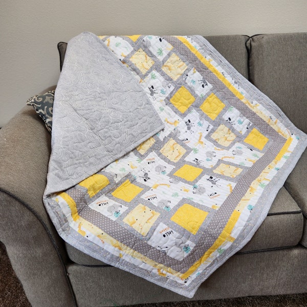 Yellow Gray Quilt Etsy