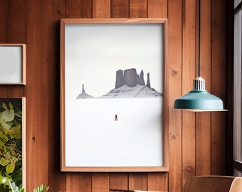 Monument Valley XC Ski | Minimal Skiing Art | Cabin Decor | Retro Ski Art, Winter Home Decor, Minimalistic Art, Digital Download