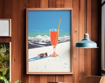 Aprés Ski Wall Art | Apres Aperol | Cabin Decor | Skiing Art, Sunglasses, Winter Home Decor, Skier Print, Digital Download