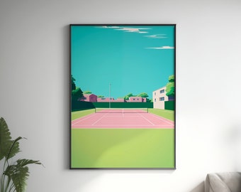 Minimalistic Tennis Court Print | Tennis Poster | Apartment Decor | Minimalistic Wall Art, Home Decor, Tennis Print, Digital Download