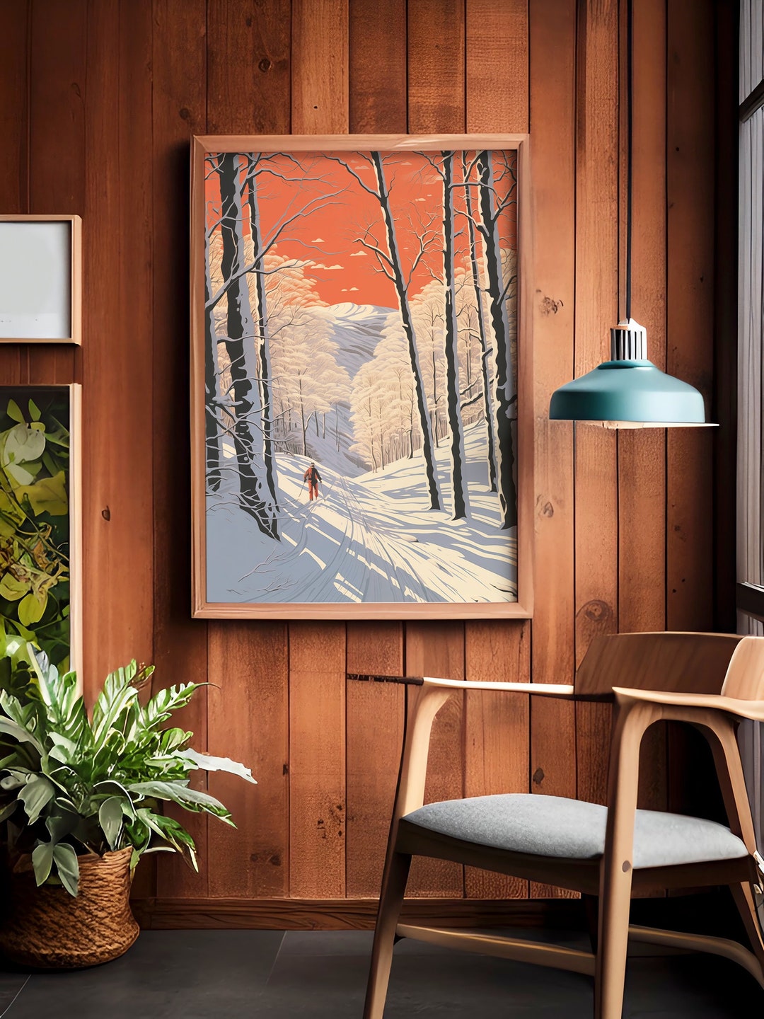 Retro Skiing Wall Art | Early Evening | Cabin Decor | Ski Wall Art ...