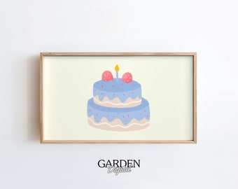 誕生日フレームテレビアート | 誕生日ケーキ | サムスンフレームテレビアート | 誕生日テレビウォールアート | デジタル壁紙 | 誕生日パーティー | ハッピーバースデー