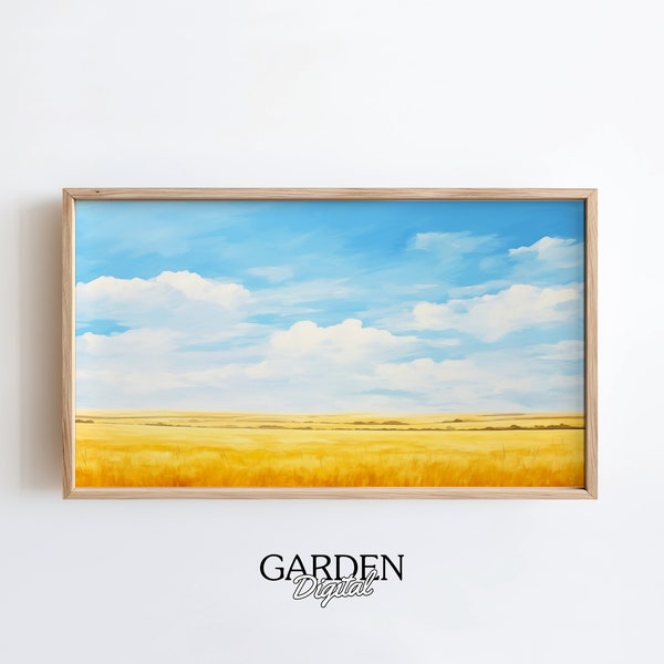 Frame TV Art Farmland Landscape | Mantle Painting | Oil Painting | Digital Art For TV | Frame TV Art | Home Wall Art, Wheat Fields